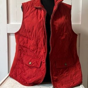 Talbots Red Quilted Vest with Stand-Up Collar
